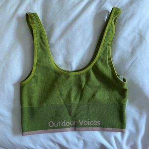 Outdoor Voices Seamless Rib 7/8 Bra Green Apple Medium